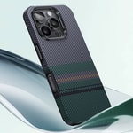 Apple iPhone 16 Pro Max Kılıf M-safe Şarj Özellikli Karbon Fiber Tasarımlı Benks Aurora ArmorPro Kevlar Kapak