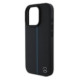 Apple iPhone 16 Pro Max Kılıf Mercedes Benz Orjinal Lisanslı M-safe Şarj Özellikli Metal Yıldız Logolu Mavi Çizgili Deri Kapak