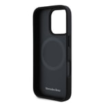 Apple iPhone 16 Pro Max Kılıf Mercedes Benz Orjinal Lisanslı M-safe Şarj Özellikli Metal Yıldız Logolu Mavi Çizgili Deri Kapak