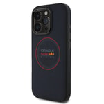 Apple iPhone 16 Pro Max Kılıf Redbull Orjinal Lisanslı M-safe Şarj Özellikli Kırmızı Halka ve Logo Kabartmalı PU Deri Kapak