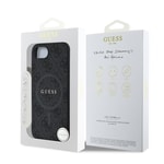 Apple iPhone 16E Kılıf Guess Orjinal Lisanslı M-safe Şarj Özellikli PU Halkalı 4G Desenli Yazı Logolu Kapak