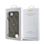 Apple iPhone 16E Kılıf Guess Orjinal Lisanslı M-safe Şarj Özellikli PU Halkalı 4G Desenli Yazı Logolu Kapak