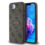 Apple iPhone 16E Kılıf Guess Orjinal Lisanslı M-safe Şarj Özellikli PU Halkalı 4G Desenli Yazı Logolu Kapak