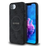 Apple iPhone 16E Kılıf Guess Orjinal Lisanslı M-safe Şarj Özellikli PU Halkalı 4G Desenli Yazı Logolu Kapak