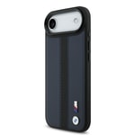 Apple iPhone 17 Air Kılıf BMW Orjinal Lisanslı M-safe Şarj Özellikli Deri Arka Yüzey Metal Logolu Delikli Şerit Tasarımlı Kapak