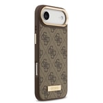 Apple iPhone 17 Air Kılıf Guess Orjinal Lisanslı M-safe Şarj Özellikli 4G Desenli PU Metal Plaka Klasik Logolu Kapak