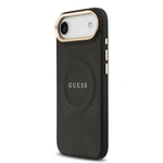 Apple iPhone 17 Air Kılıf Guess Orjinal Lisanslı M-safe Şarj Özellikli Sıcak Baskılı Yazı Logolu PU Deri Peony Kapak