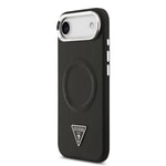 Apple iPhone 17 Air Kılıf Guess Orjinal Lisanslı M-safe Şarj Özellikli PU Deri Metal Kamera Çerçeveli Üçgen Logolu Kapak