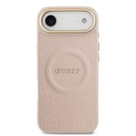 Apple iPhone 17 Air Kılıf Guess Orjinal Lisanslı M-safe Şarj Özellikli Sıcak Baskılı Yazı Logolu PU Deri Peony Kapak