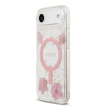 Apple iPhone 17 Air Kılıf Guess Orjinal Lisanslı M-safe Şarj Özellikli Transparan Resin Flowers Kapak