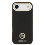 Apple iPhone 17 Air Kılıf Guess Orjinal Lisanslı M-safe Şarj Özellikli Grained Yazı ve Taşlı 4G Logolu Kapak