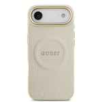 Apple iPhone 17 Air Kılıf Guess Orjinal Lisanslı M-safe Şarj Özellikli Sıcak Baskılı Yazı Logolu PU Deri Peony Kapak