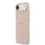 Apple iPhone 17 Air Kılıf Guess Orjinal Lisanslı M-safe Şarj Özellikli Sıcak Baskılı Yazı Logolu PU Deri Peony Kapak