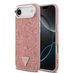 Apple iPhone 17 Air Kılıf Guess Orjinal Lisanslı M-safe Şarj Özellikli Metal Kamera Çerçeveli Üçgen Logolu Glitter Kapak
