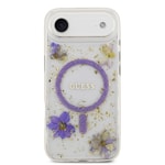 Apple iPhone 17 Air Kılıf Guess Orjinal Lisanslı M-safe Şarj Özellikli Transparan Resin Flowers Kapak