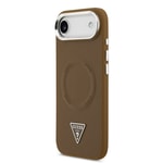 Apple iPhone 17 Air Kılıf Guess Orjinal Lisanslı M-safe Şarj Özellikli PU Deri Metal Kamera Çerçeveli Üçgen Logolu Kapak