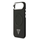 Apple iPhone 17 Air Kılıf Guess Orjinal Lisanslı M-safe Şarj Özellikli PU Deri Metal Kamera Çerçeveli Üçgen Logolu Kapak