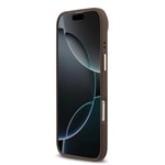 Apple iPhone 17 Air Kılıf Guess Orjinal Lisanslı M-safe Şarj Özellikli Gold Metal Kamera Çerçeveli PU Deri 4G Desenli Yazı Logolu Kapak