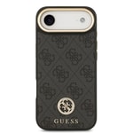 Apple iPhone 17 Air Kılıf Guess Orjinal Lisanslı M-safe Şarj Özellikli Gold Metal Kamera Çerçeveli Taşlı 4G Logolu Kapak