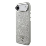 Apple iPhone 17 Air Kılıf Guess Orjinal Lisanslı M-safe Şarj Özellikli Metal Kamera Çerçeveli Üçgen Logolu Glitter Kapak