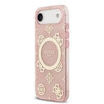 Apple iPhone 17 Air Kılıf Guess Orjinal Lisanslı M-safe Şarj Özellikli IML Peony ve 4G Desenli Klasik Logolu Kapak