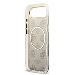 Apple iPhone 17 Air Kılıf Guess Orjinal Lisanslı M-safe Şarj Özellikli Simli Peony Desenli Silikon Kapak