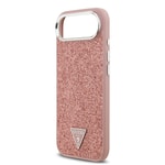 Apple iPhone 17 Air Kılıf Guess Orjinal Lisanslı M-safe Şarj Özellikli Metal Kamera Çerçeveli Üçgen Logolu Glitter Kapak