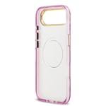 Apple iPhone 17 Air Kılıf Guess Orjinal Lisanslı M-safe Şarj Özellikli Simli Çiçek Desenli Metal Kamera Çerçeveli Üçgen Logolu Kapak