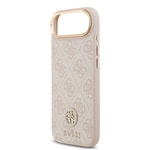 Apple iPhone 17 Air Kılıf Guess Orjinal Lisanslı M-safe Şarj Özellikli Gold Metal Kamera Çerçeveli Taşlı 4G Logolu Kapak