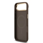 Apple iPhone 17 Air Kılıf Guess Orjinal Lisanslı M-safe Şarj Özellikli Sıcak Baskılı Yazı Logolu PU Deri Peony Kapak
