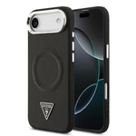 Apple iPhone 17 Air Kılıf Guess Orjinal Lisanslı M-safe Şarj Özellikli PU Deri Metal Kamera Çerçeveli Üçgen Logolu Kapak