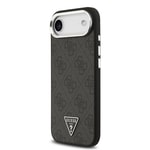 Apple iPhone 17 Air Kılıf Guess Orjinal Lisanslı M-safe Şarj Özellikli Gümüş Metal Kamera Çerçeveli Üçgen Logo 4G Desenli Kapak