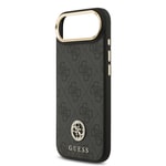 Apple iPhone 17 Air Kılıf Guess Orjinal Lisanslı M-safe Şarj Özellikli Gold Metal Kamera Çerçeveli Taşlı 4G Logolu Kapak