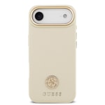 Apple iPhone 17 Air Kılıf Guess Orjinal Lisanslı M-safe Şarj Özellikli Grained Yazı ve Taşlı 4G Logolu Kapak