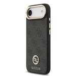 Apple iPhone 17 Air Kılıf Guess Orjinal Lisanslı M-safe Şarj Özellikli Gold Metal Kamera Çerçeveli Taşlı 4G Logolu Kapak