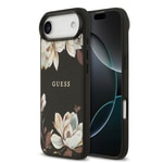 Apple iPhone 17 Air Kılıf Guess Orjinal Lisanslı M-safe Şarj Özellikli Taneli Çiçek Tasarımlı Metal Yazı Logolu Kapak