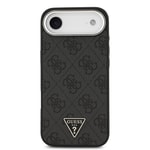 Apple iPhone 17 Air Kılıf Guess Orjinal Lisanslı M-safe Şarj Özellikli Gümüş Metal Kamera Çerçeveli Üçgen Logo 4G Desenli Kapak