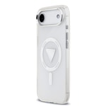 Apple iPhone 17 Air Kılıf Guess Orjinal Lisanslı M-safe Şarj Özellikli IML Baskılı Üçgen Logolu Metal Kamera Çerçeveli Kapak