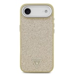 Apple iPhone 17 Air Kılıf Guess Orjinal Lisanslı M-safe Şarj Özellikli Metal Kamera Çerçeveli Üçgen Logolu Glitter Kapak