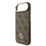 Apple iPhone 17 Air Kılıf Guess Orjinal Lisanslı M-safe Şarj Özellikli Gold Metal Kamera Çerçeveli Taşlı 4G Logolu Kapak