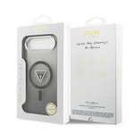Apple iPhone 17 Air Kılıf Guess Orjinal Lisanslı M-safe Şarj Özellikli IML Baskılı Üçgen Logolu Metal Kamera Çerçeveli Kapak