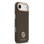 Apple iPhone 17 Air Kılıf Guess Orjinal Lisanslı M-safe Şarj Özellikli Grained Yazı ve Taşlı 4G Logolu Kapak