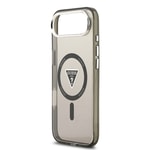 Apple iPhone 17 Air Kılıf Guess Orjinal Lisanslı M-safe Şarj Özellikli IML Baskılı Üçgen Logolu Metal Kamera Çerçeveli Kapak