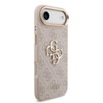 Apple iPhone 17 Air Kılıf Guess Orjinal Lisanslı Gold Metal Kamera Çerçeveli 4G Desenli Metal Büyük 4G ve Yazı Logolu Kapak