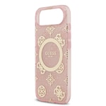 Apple iPhone 17 Air Kılıf Guess Orjinal Lisanslı M-safe Şarj Özellikli IML Peony ve 4G Desenli Klasik Logolu Kapak