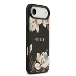 Apple iPhone 17 Air Kılıf Guess Orjinal Lisanslı M-safe Şarj Özellikli Taneli Çiçek Tasarımlı Metal Yazı Logolu Kapak