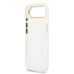 Apple iPhone 17 Air Kılıf Guess Orjinal Lisanslı M-safe Şarj Özellikli Simli Çiçek Desenli Metal Kamera Çerçeveli Üçgen Logolu Kapak