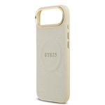 Apple iPhone 17 Air Kılıf Guess Orjinal Lisanslı M-safe Şarj Özellikli Sıcak Baskılı Yazı Logolu PU Deri Peony Kapak