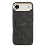 Apple iPhone 17 Air Kılıf Guess Orjinal Lisanslı M-safe Şarj Özellikli Gold Metal Kamera Çerçeveli PU Deri 4G Desenli Yazı Logolu Kapak