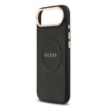Apple iPhone 17 Air Kılıf Guess Orjinal Lisanslı M-safe Şarj Özellikli Sıcak Baskılı Yazı Logolu PU Deri Peony Kapak